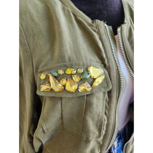 H&M Olive Beaded Utility Jacket - Medium - Picture 3 of 9